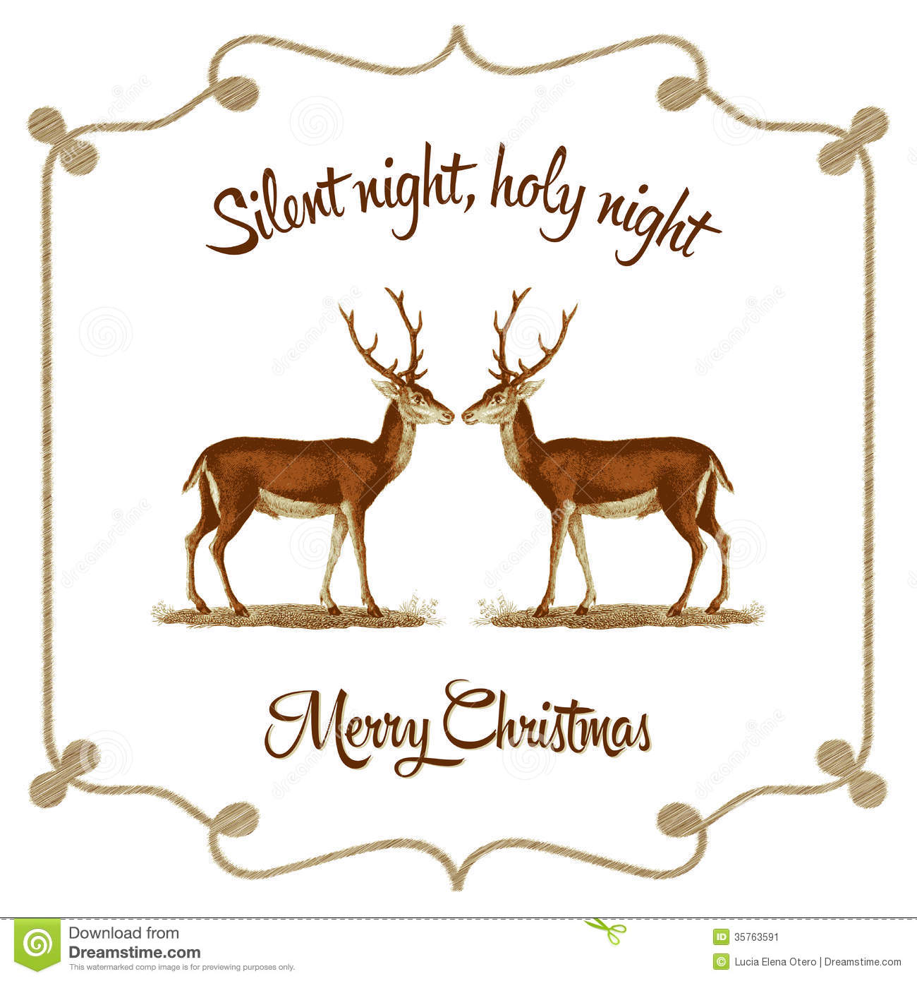 Greetings Card With Vintage Style  It Reads Silent Night Holy Night