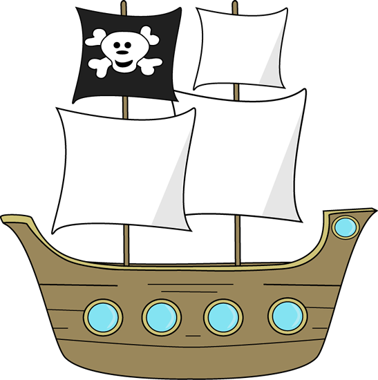 Pirate Ship Clip Art Image   Brown Pirate Ship With Portholes And A