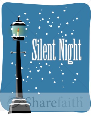 Silent Night Street Lamp   Christmas Carol Word Art