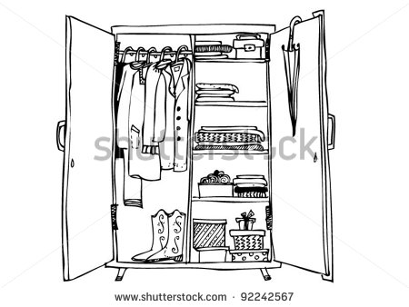 Wardrobe With Clothes Stock Vector Illustration 92242567