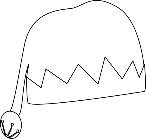 And White Elf Hat Clip Art   Black And White Outline Of An Elf Hat