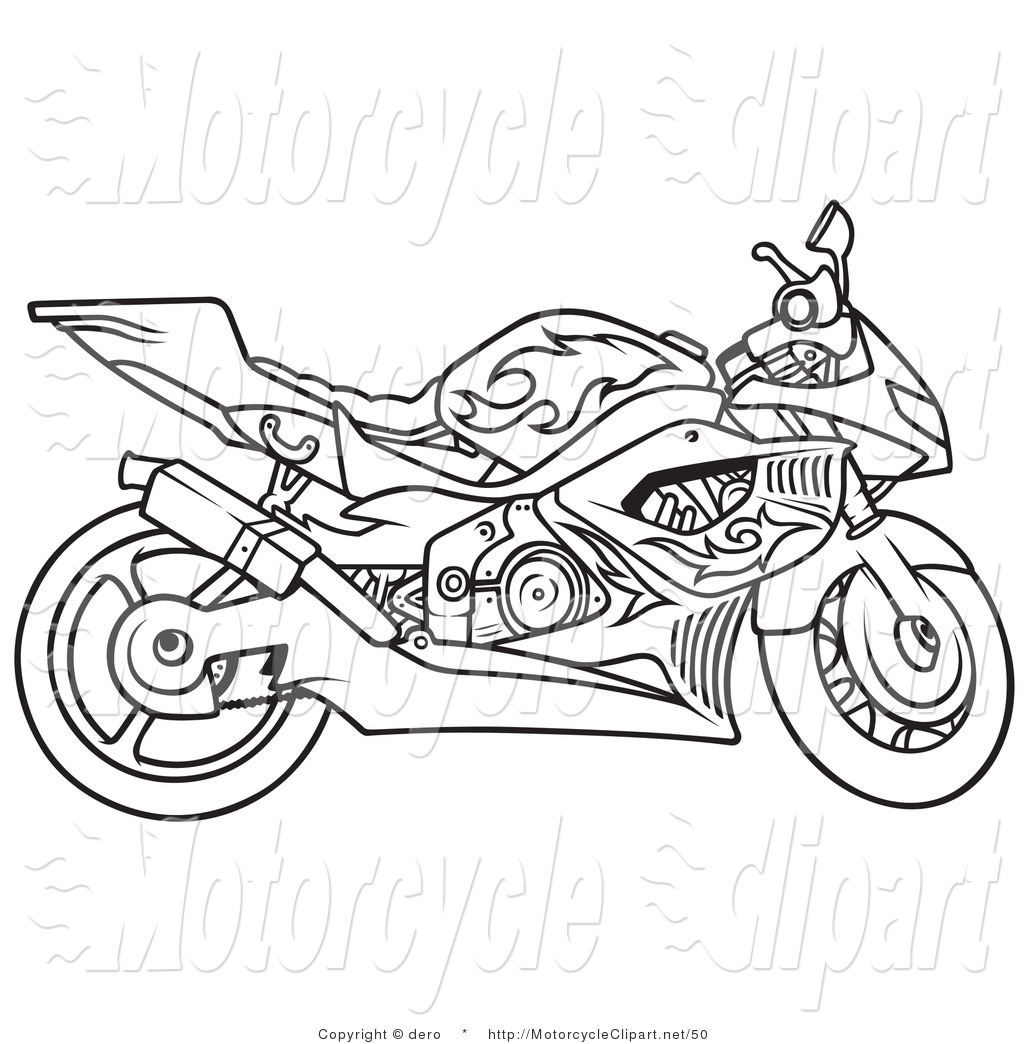 And White Outline Of A Motorcycle Motorcycle Clip Art Dero