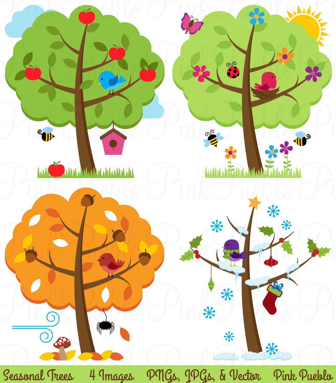 Four Seasons Trees Clipart Clip Art Seasonal Trees By Pinkpueblo