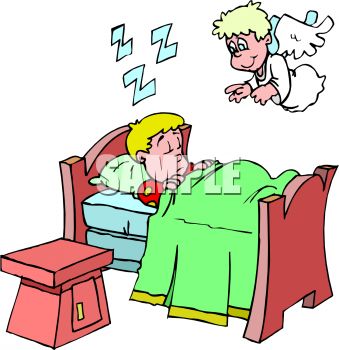 Free Clip Art Image  Cartoon Of An Angel Watching Over A Sleeping Boy
