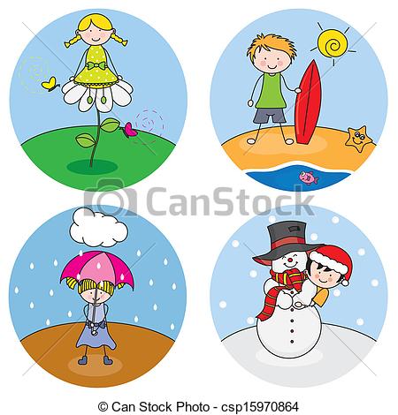 Of Children Showing The Four Seasons Csp15970864   Search Clipart