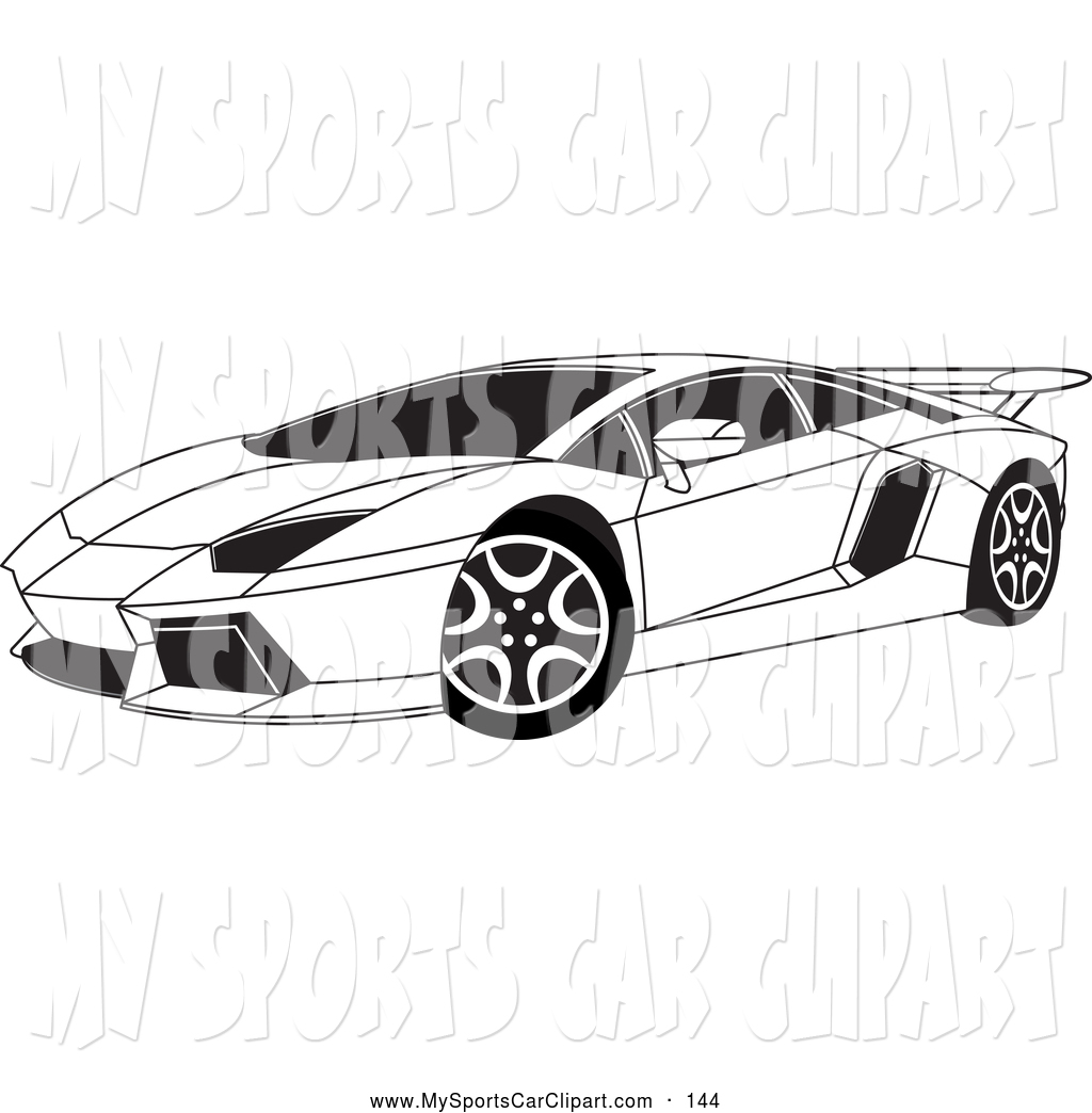 Transportation Clip Art Of A Black And White Lamborghini Aventador By
