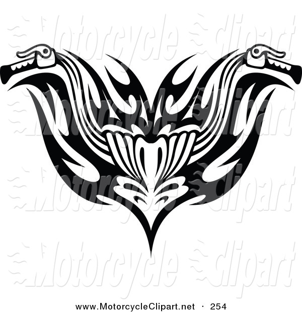 Transportation Clipart Of A Black And White Tribal Motorcycle