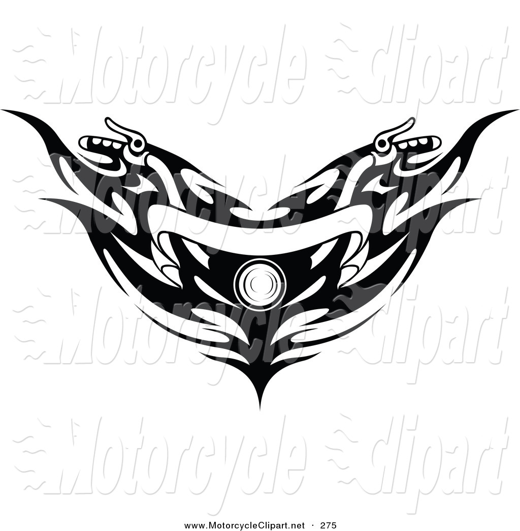 Transportation Clipart Of Black And White Banner Motorcycle Handlebars    