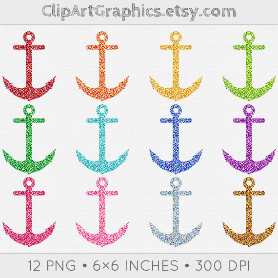 Anchor Clip Art Glitter Nautical Clipart Sparkly Anchor Graphic Pink