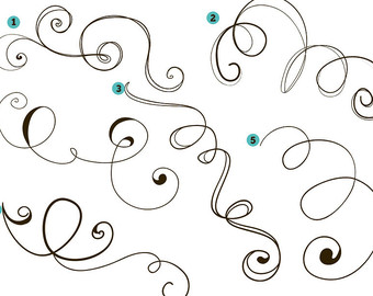 Flourish Clipart   Loopy Swirls Cli P Art  Pig Tails 2    Digital