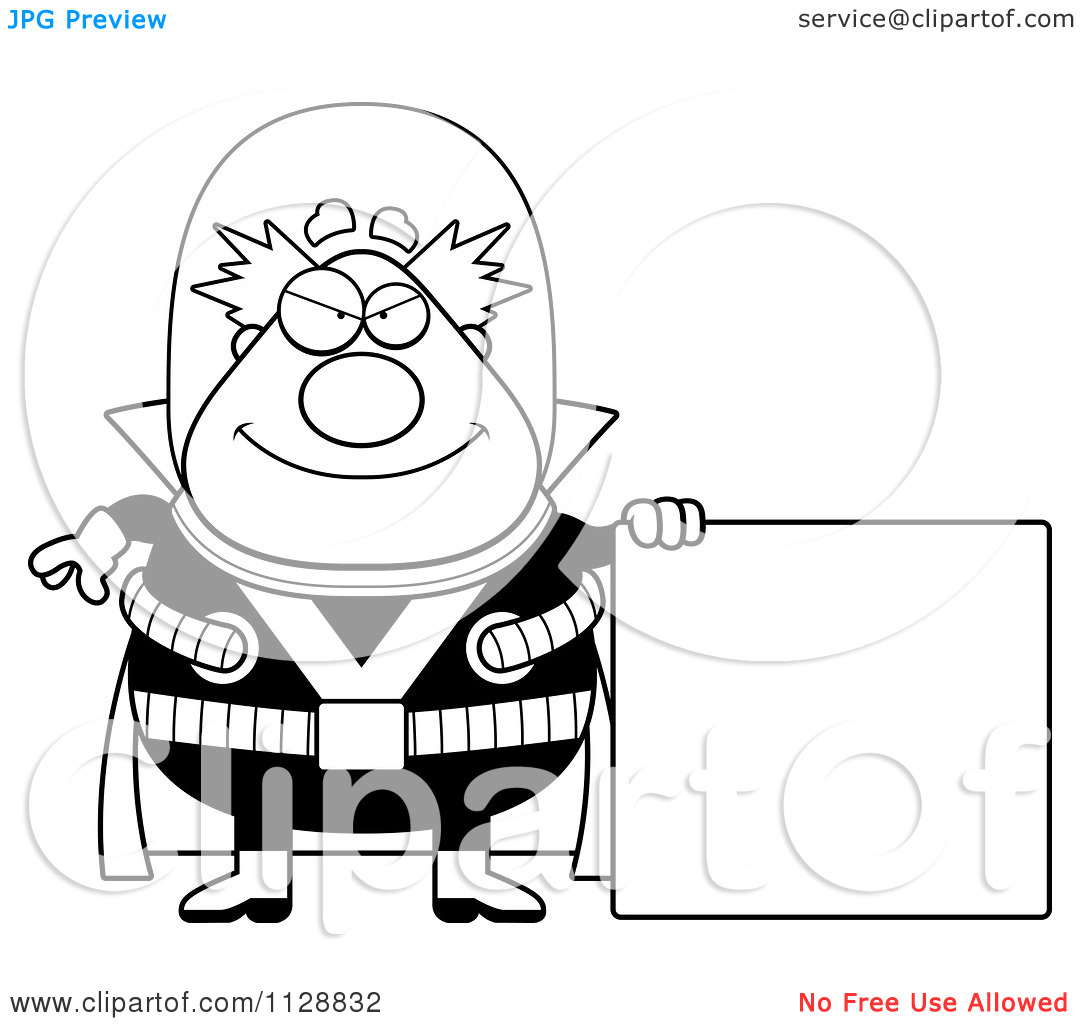 Cartoon Clipart Of A Black And White Chubby Evil Poodle Vector   Black