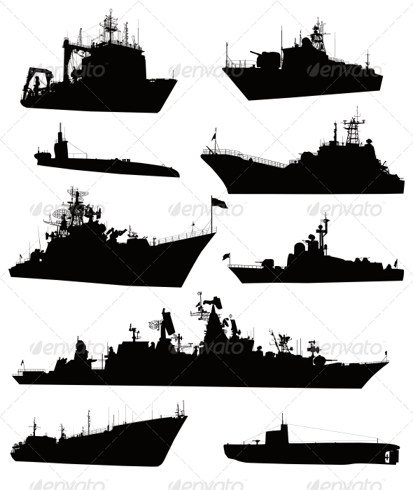 Navy Ship Silhouette Ship Silhouettes Set