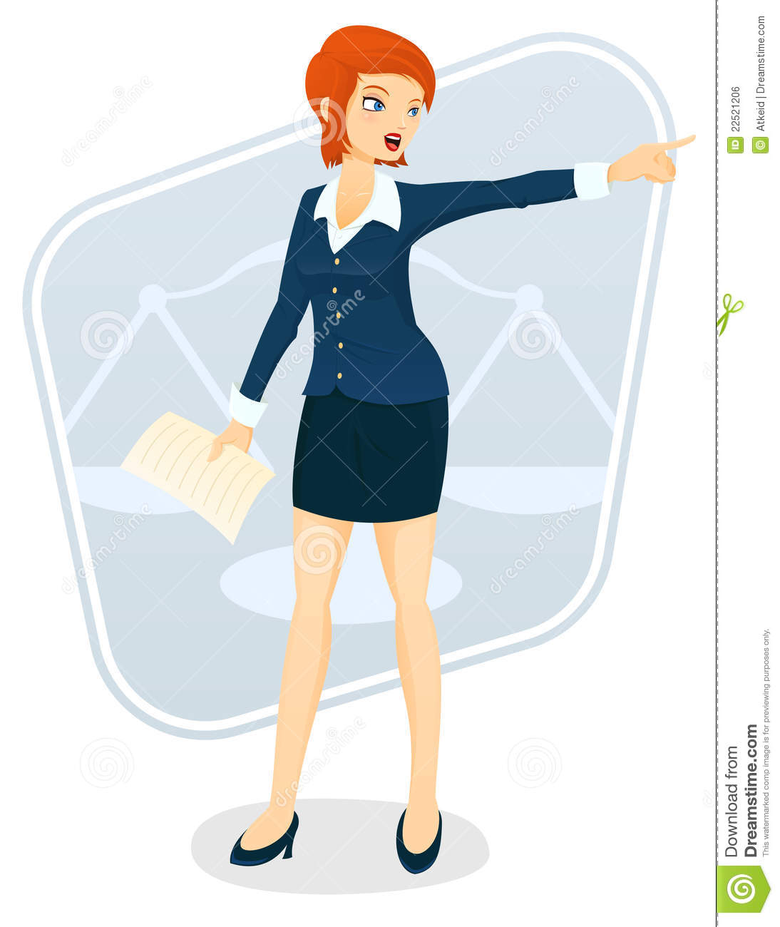 Vector Illustration Of A Beautiful Female Lawyer Making An Argument