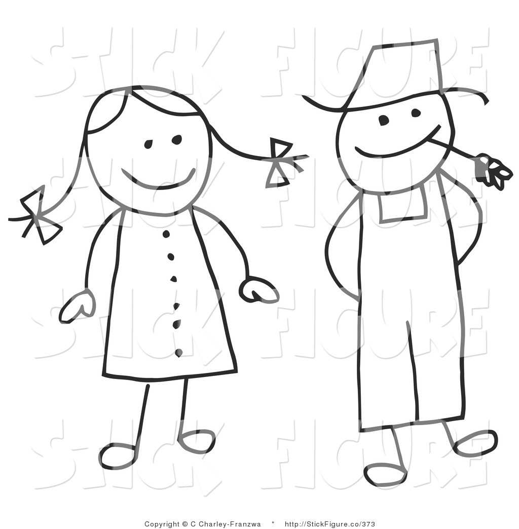 Art Of A Stick Figure Woman And Farmer Man By C Charley Franzwa    373