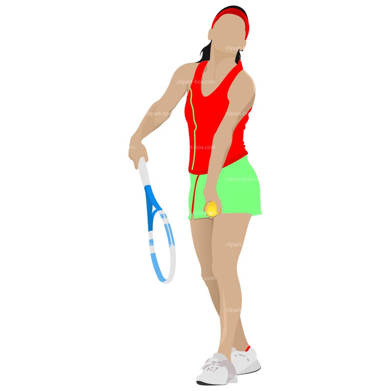 Clipart Girl Playing Tennis   Royalty Free Vector Design