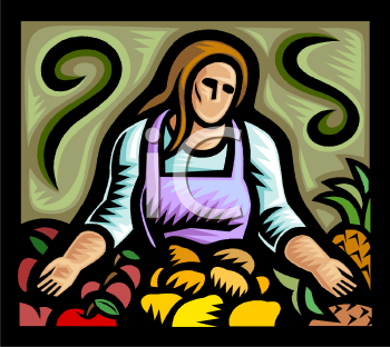 Farmer Woman With Produce   Royalty Free Clipart Image