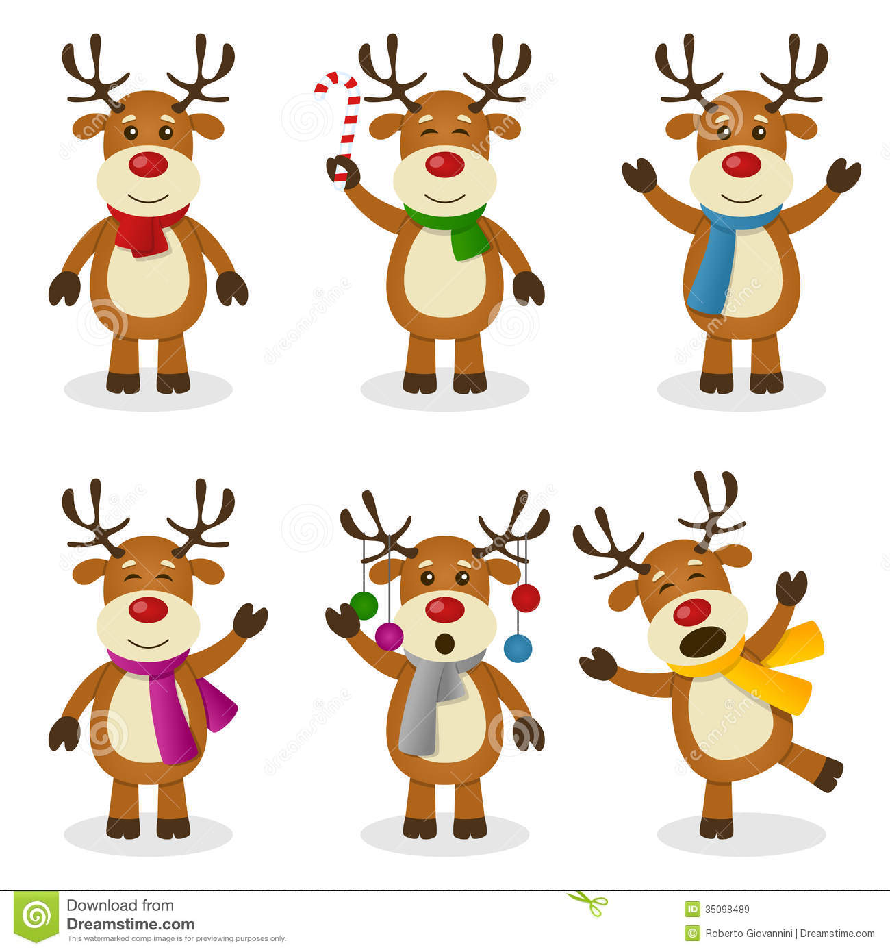 Reindeer Cartoon Christmas Set Royalty Free Stock Images   Image
