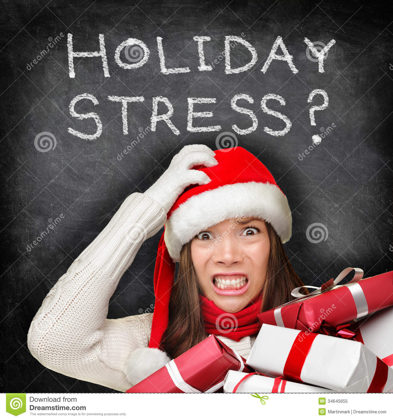 Christmas Holiday Stress   Stressed Shopping Gifts Royalty Free Stock