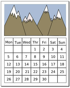 Clip Art Of Calendar Months   In Black And Blue Or Black And Red Clip