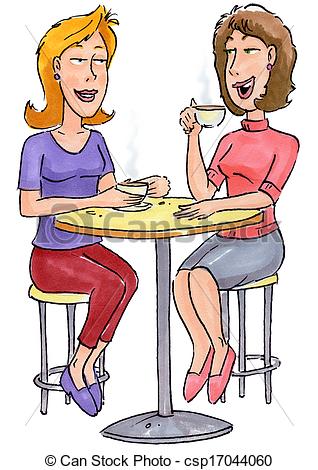 Stock Illustration Of Woman Drinking Tea   Two Women Drinking Tea
