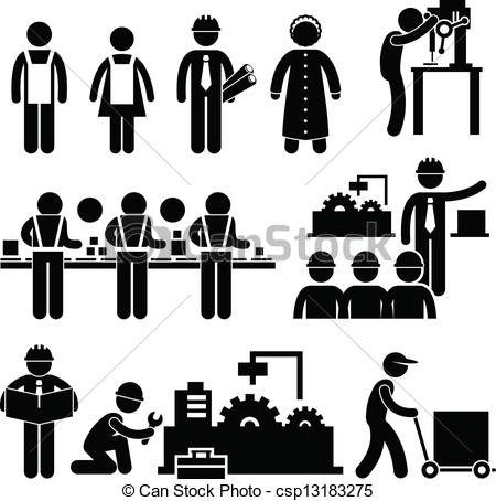 Vector   Factory Worker Manager Working   Stock Illustration Royalty