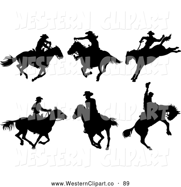 Vector Western Clip Art Of A Digital Collage Of Six Cowboy On