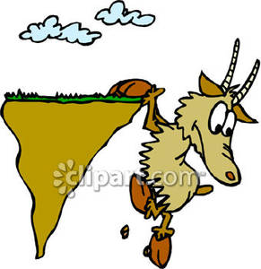Cartoon Goat Falling Off A Cliff   Royalty Free Clipart Picture