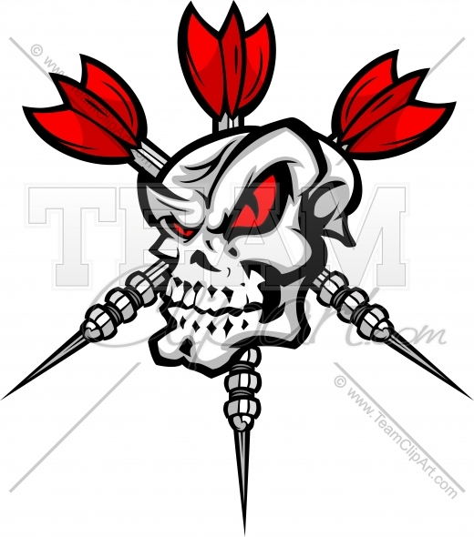 Darts Skull Cartoon Clipart Image