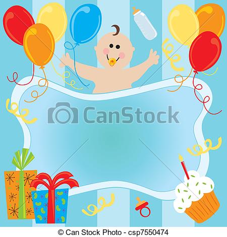 Eps Vector Of Happy Birthday Baby Boy Invitation With Room For Copy