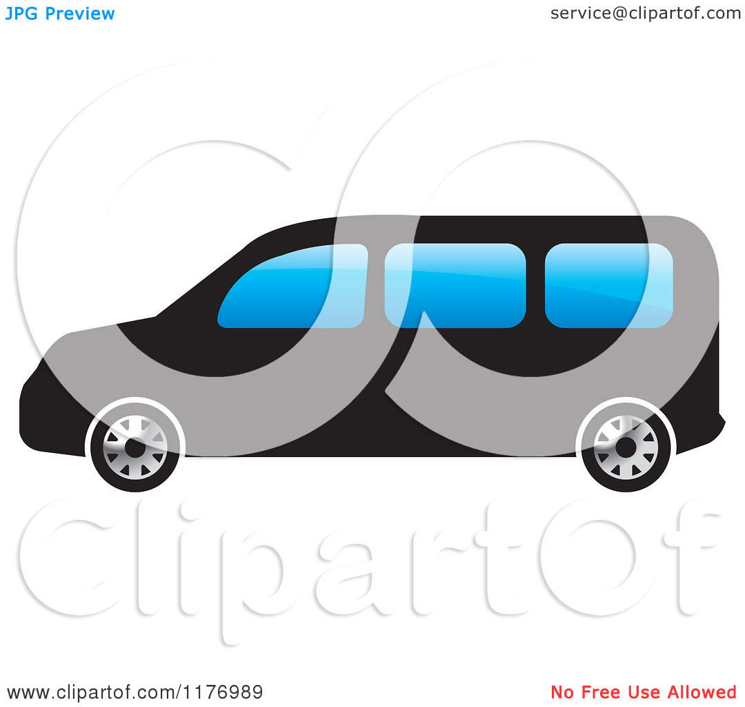 Minivan Clipart Clipart Of A Black Mini Van With Blue Windows Royalty