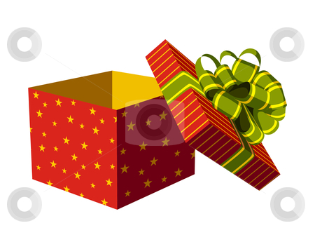 Open Gift Box Stock Vector Clipart Red Open Gift Box With Green And