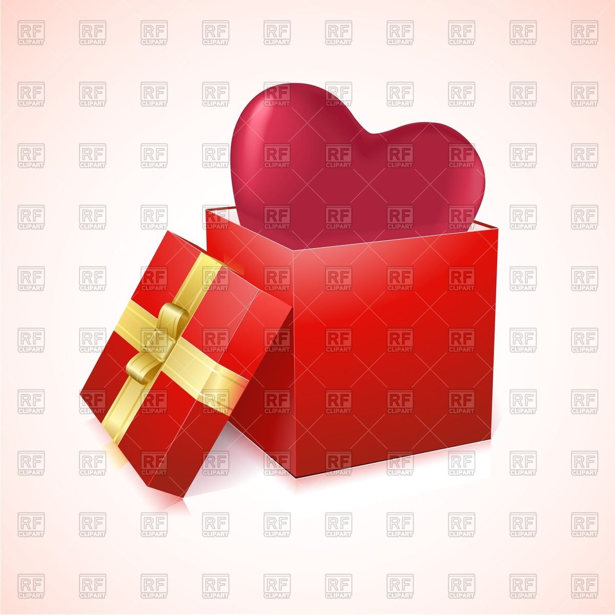 Open Gift Box With Heart Inside Download Royalty Free Vector Clipart