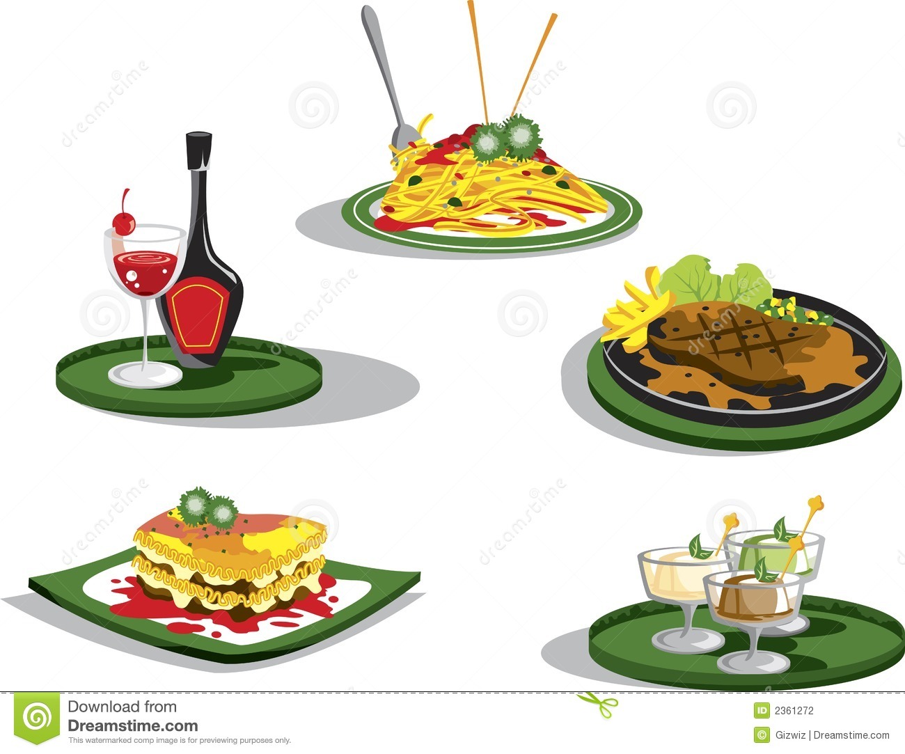 Set Of Illustrations On Italian Food