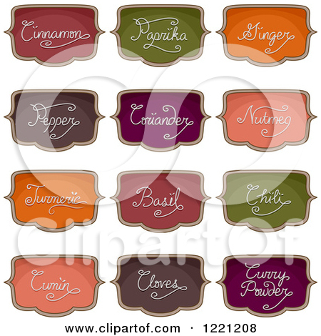 Clipart Of Colorful Organizational Herb And Spice Labels   Royalty