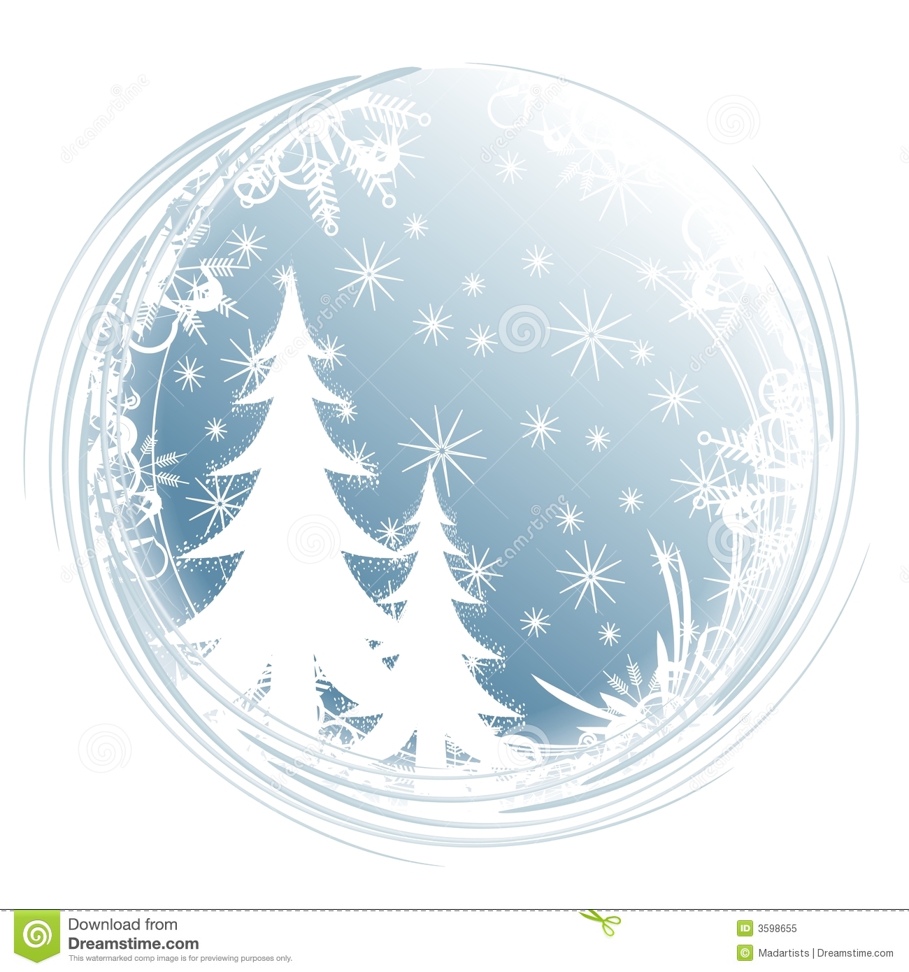 Free Clip Art Winter Scenes Silhouette Tree Snowflakes Royalty Free