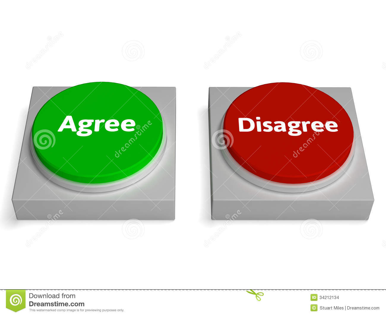 Agree Disagree Buttons Shows Agreement Stock Images   Image  34212134