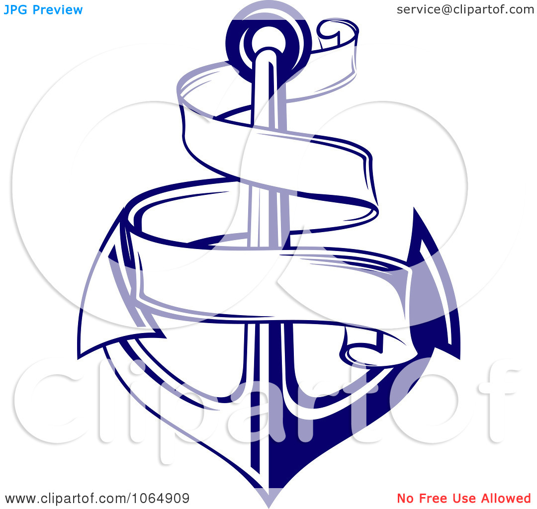 Clipart Blue Anchor And Banner Royalty Free Vector Illustration By