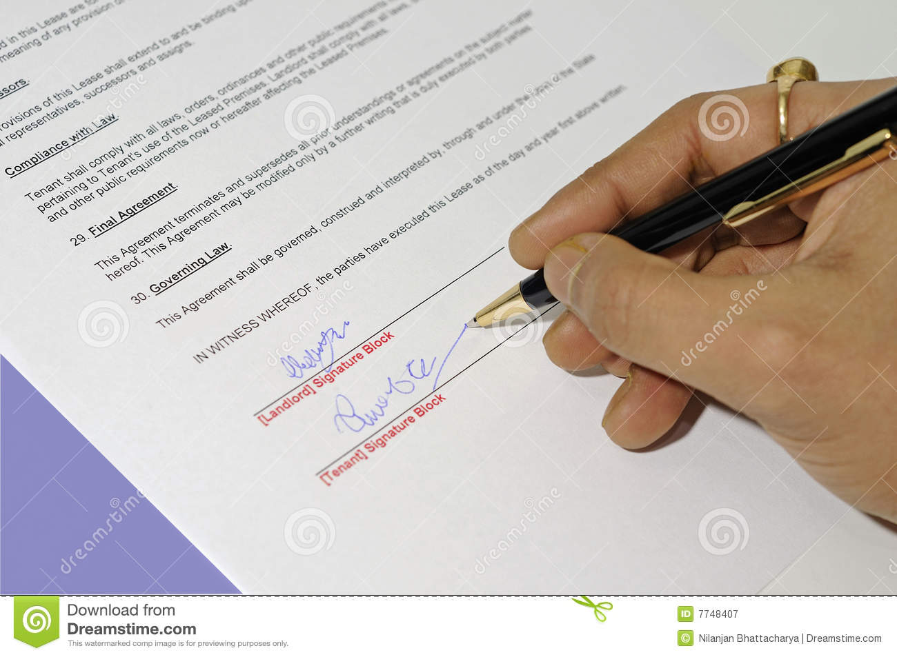 Lease Agreement Being Signed Royalty Free Stock Photography   Image