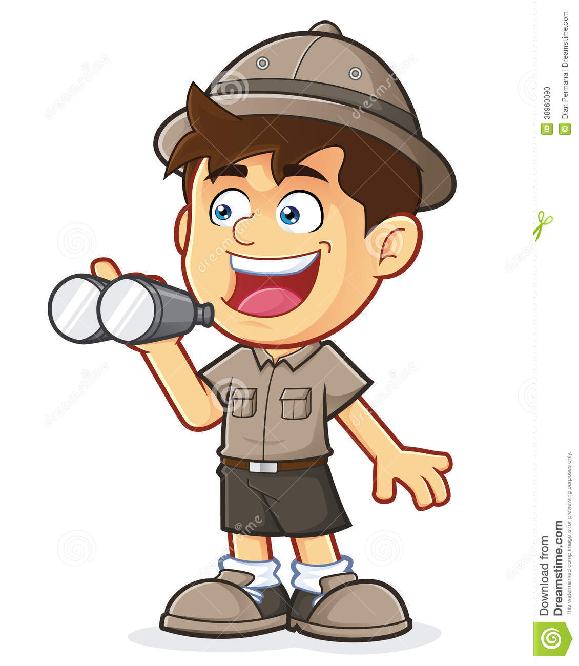 Boy Scout Or Explorer Boy With Binoculars Stock Vector   Image
