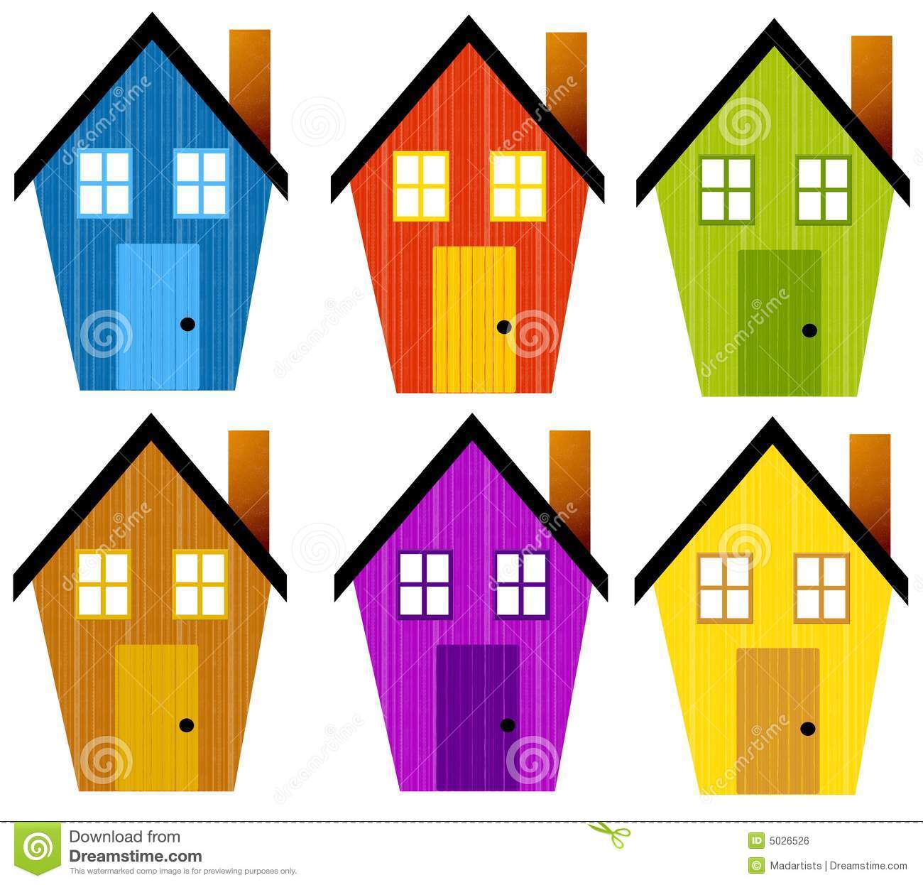 Artsy Rustic Clip Art Houses Royalty Free Stock Image   Image  5026526