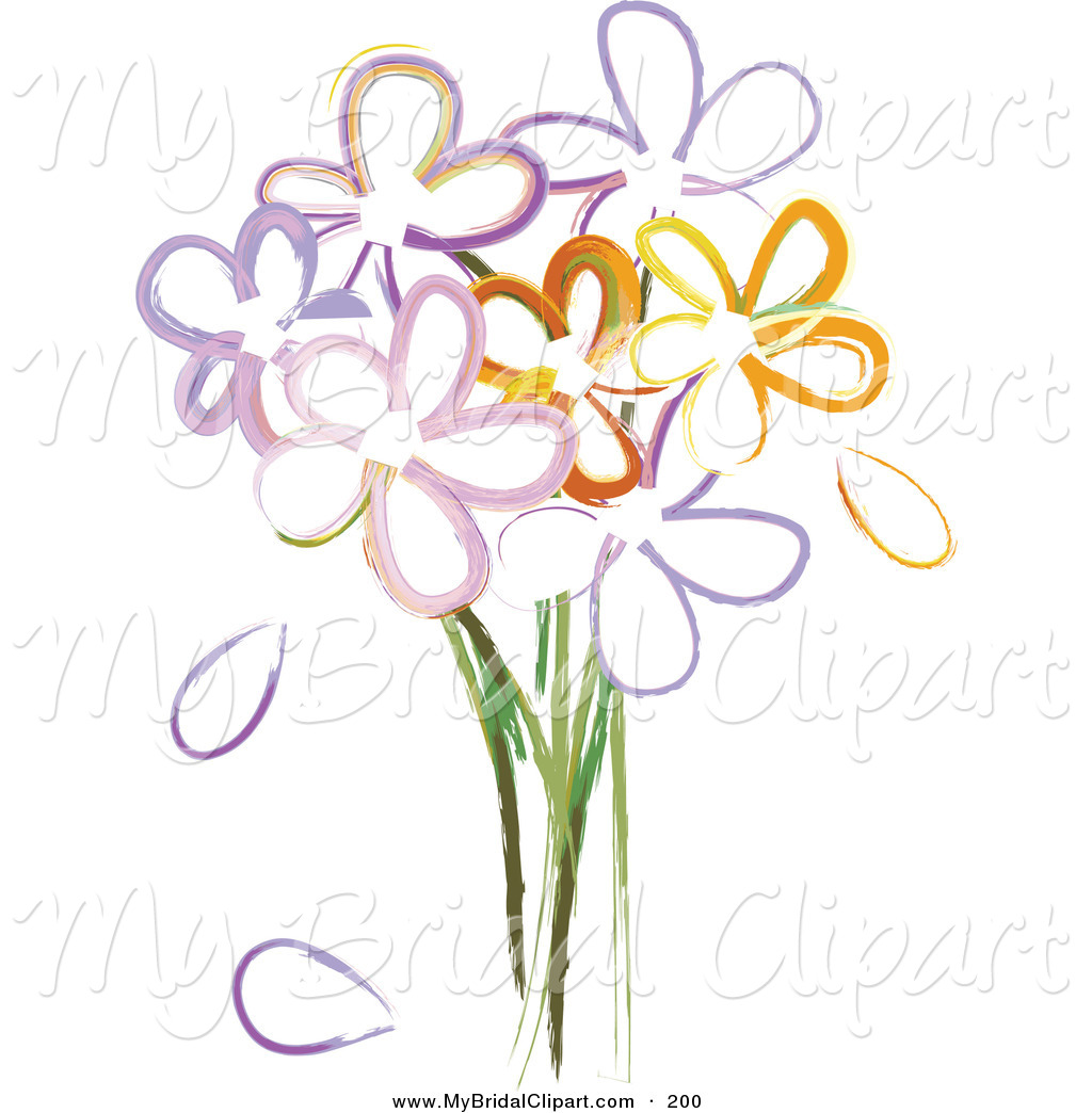 Bridal Clipart Of A Bouquet Of Painted Flowers On White By Pams