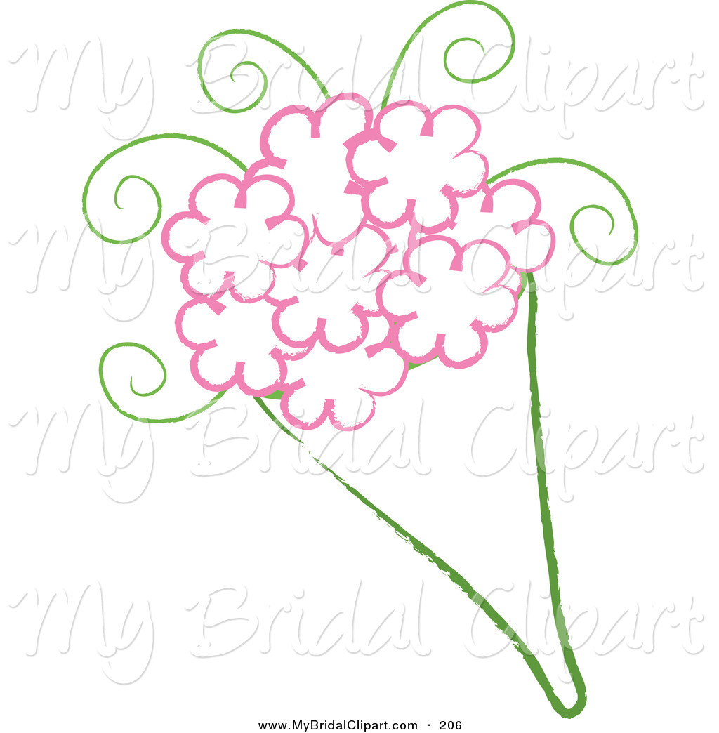 Bridal Clipart Of A Drawing Of A Wedding Bouquet With Pink Flowers On