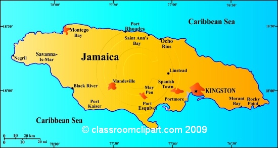 Country Maps   Jamaica Map 35ra   Classroom Clipart