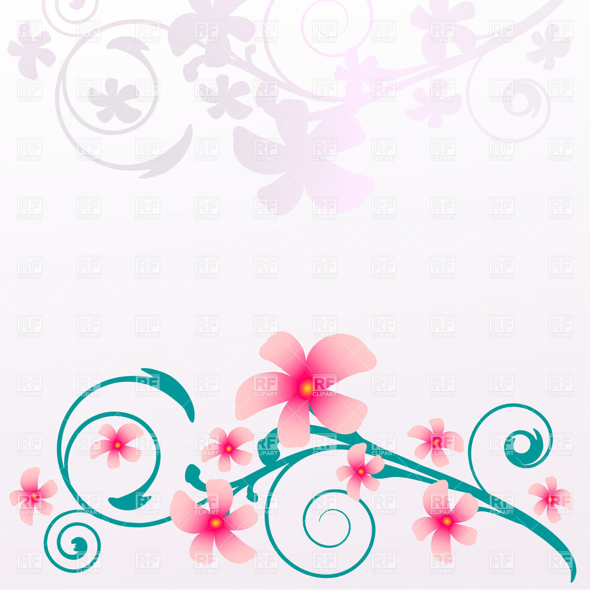 Curly Twig With Blooming Pink Flowers Download Royalty Free Vector