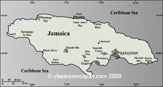Gray Scale Maps   Jamaica Map 35gr   Classroom Clipart