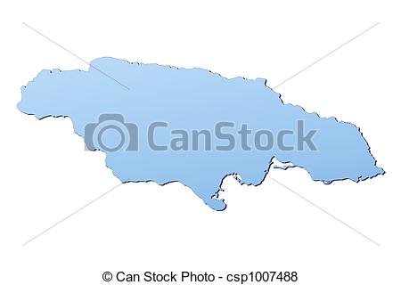 Jamaica Map Filled With Light Blue Gradient  High Resolution  Mercator