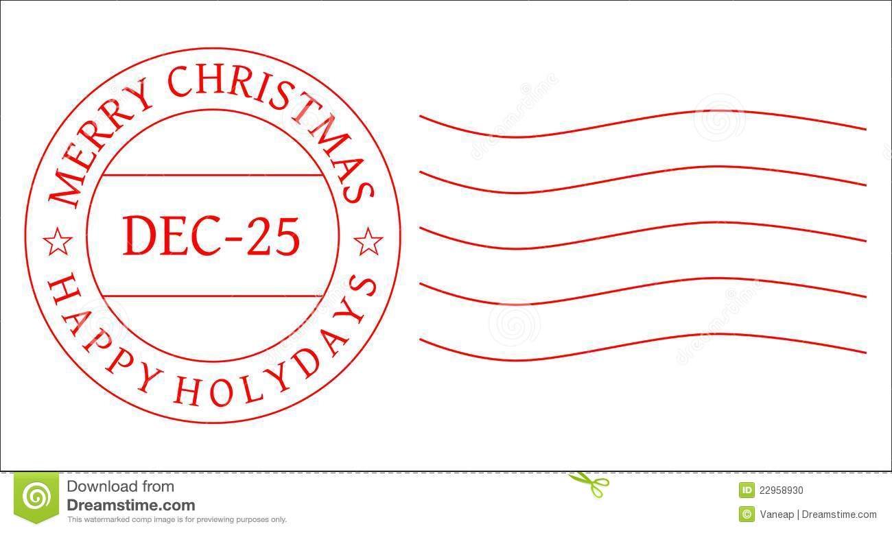 Red Christmas Postage Stamp To Be Used By Designers  Vector  Eps