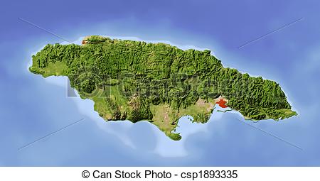 Relief Map   Jamaica Shaded Relief Map    Csp1893335   Search Clipart