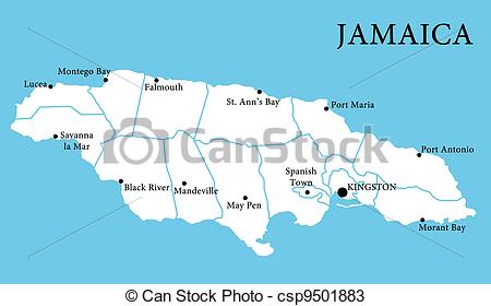 Stock Illustration   Map Of Jamaica   Stock Illustration Royalty Free