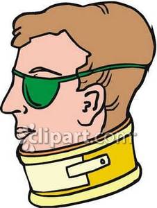Wearing A Neck Brace And An Eye Patch   Royalty Free Clipart Picture
